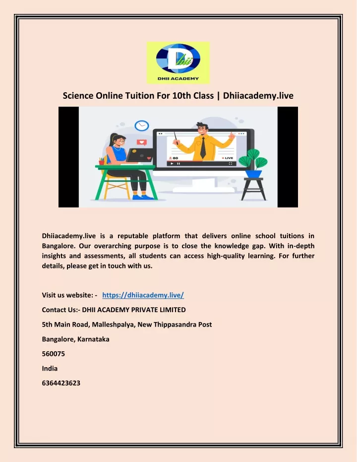 science online tuition for 10th class dhiiacademy