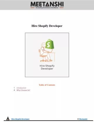 hire shopify developer table of contents