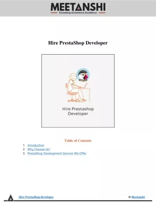 hire prestashop developer table of contents