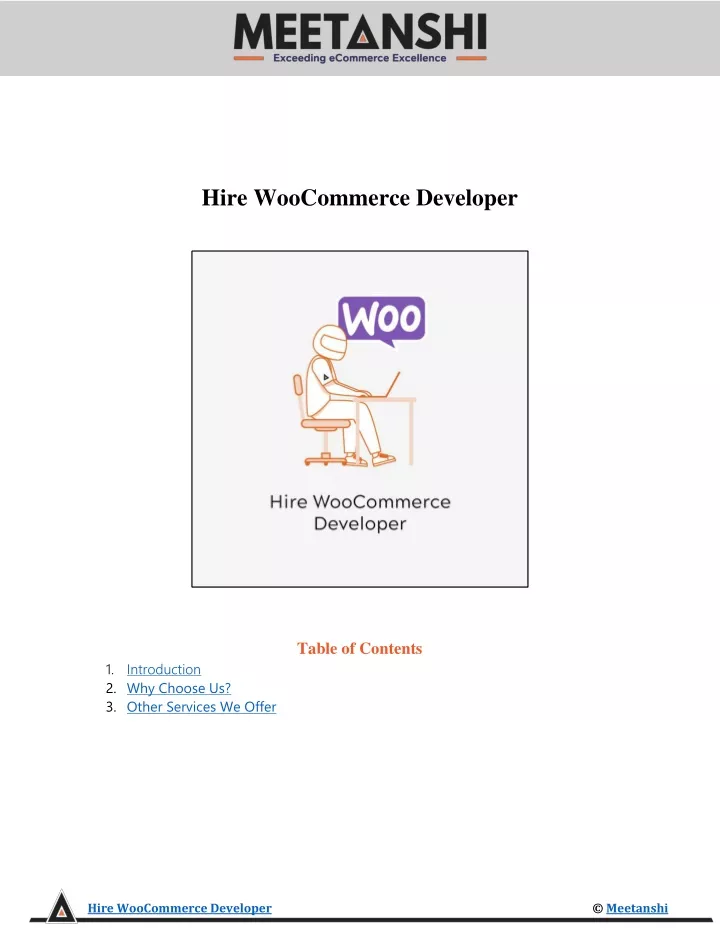 hire woocommerce developer table of contents