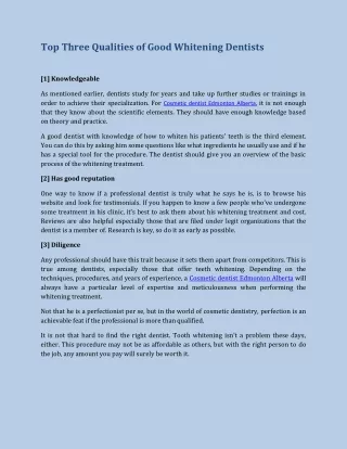 Top Three Qualities of Good Whitening Dentists