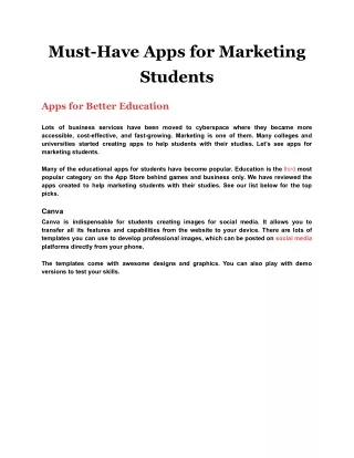 must have apps for marketing students
