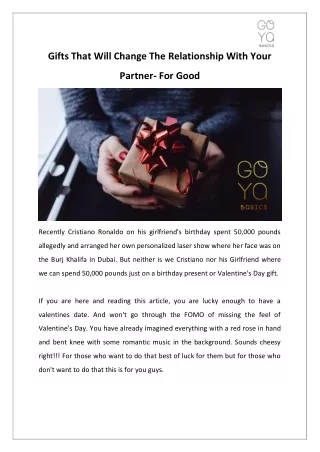 gifts that will change the relationship with your
