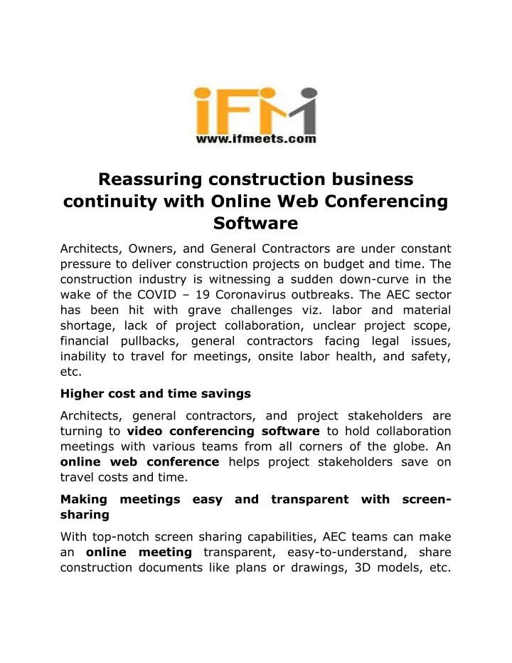 reassuring construction business continuity with