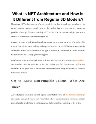 what is nft architecture and how is it different