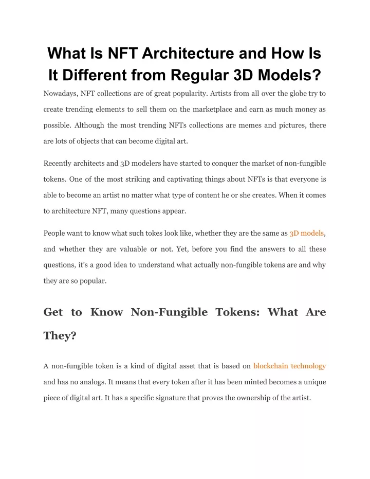 what is nft architecture and how is it different