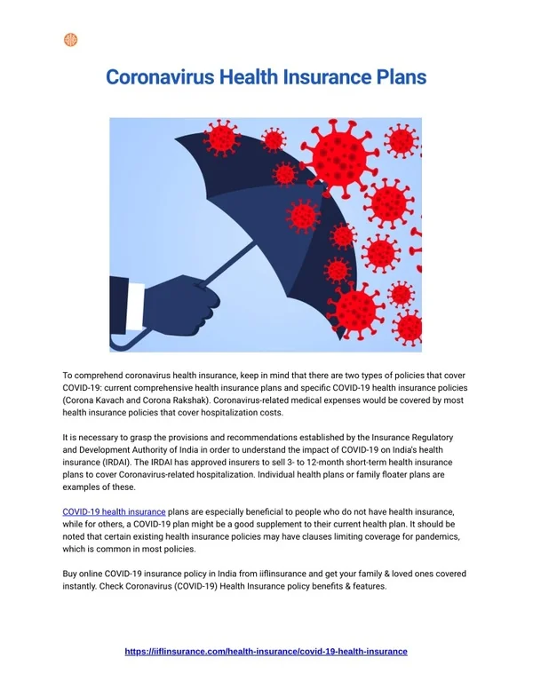 Coronavirus Health Insurance Plans