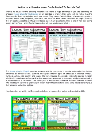 Looking for an Engaging Lesson Plan for English? We Can Help You!