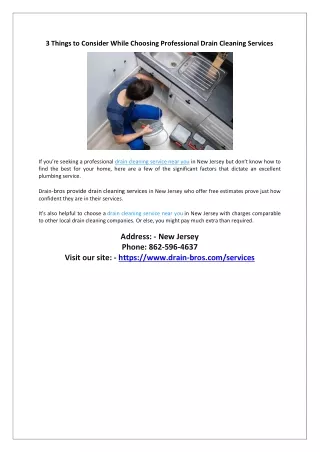 3 Things to Consider While Choosing Professional Drain Cleaning Services
