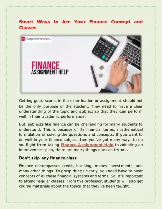 Smart Ways to Ace Your Finance Concept and Classes