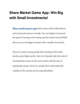 Share Market Game App
