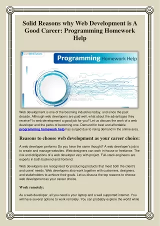 solid reasons why web development is a good
