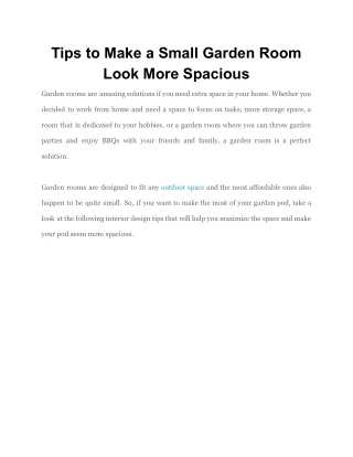 tips to make a small garden room look more