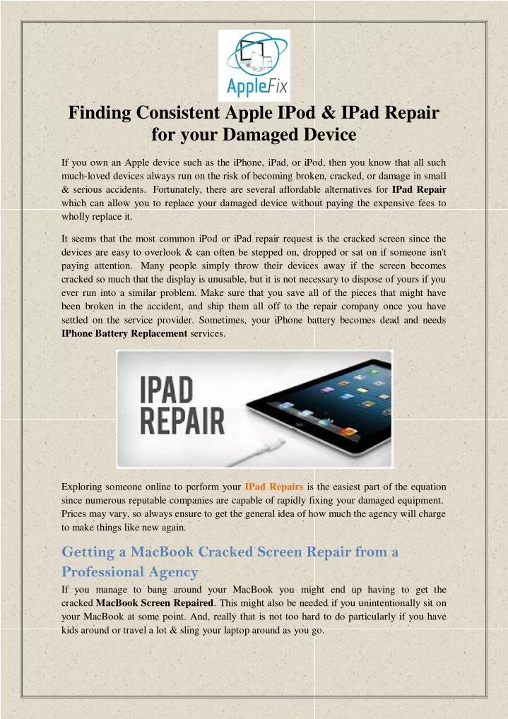 finding consistent apple ipod ipad repair