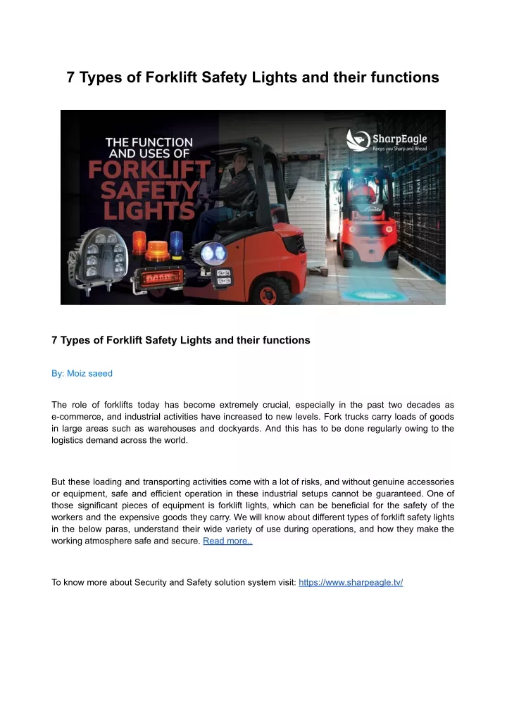 7 types of forklift safety lights and their