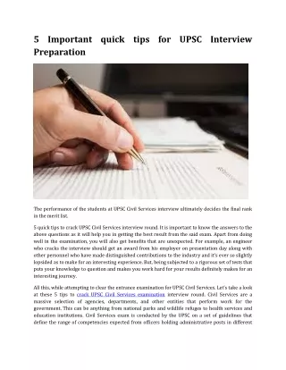 5 important quick tips for upsc interview