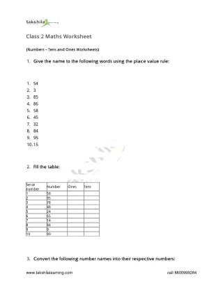 class 2 maths worksheet
