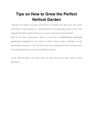 tips on how to grow the perfect vertical garden