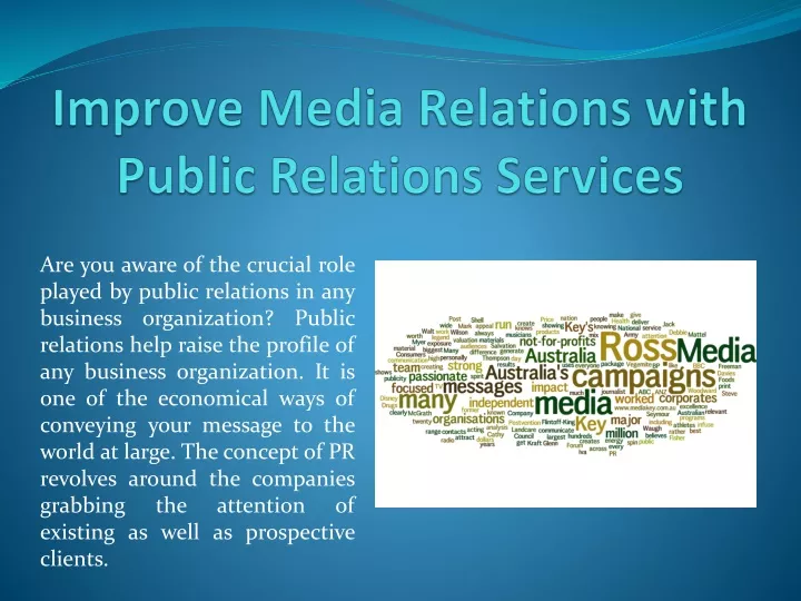 improve media relations with public relations services