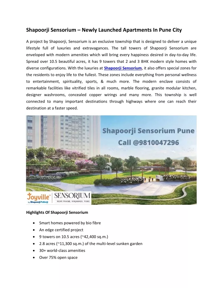 shapoorji sensorium newly launched apartments