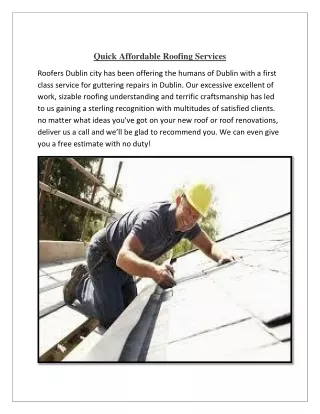 Quick Affordable Roofing Services