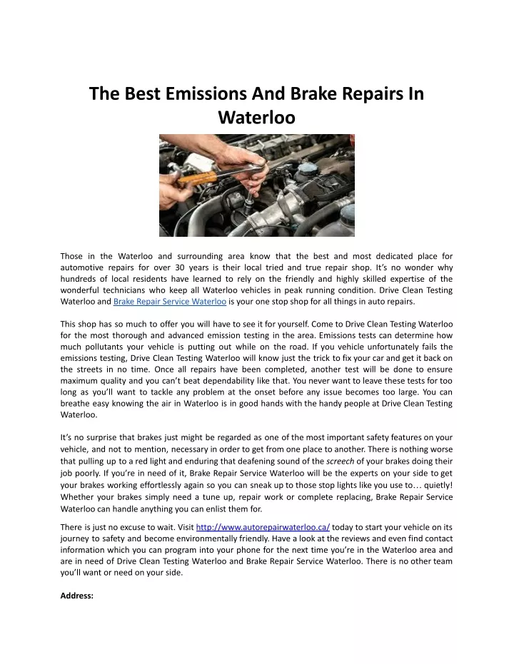 the best emissions and brake repairs in waterloo