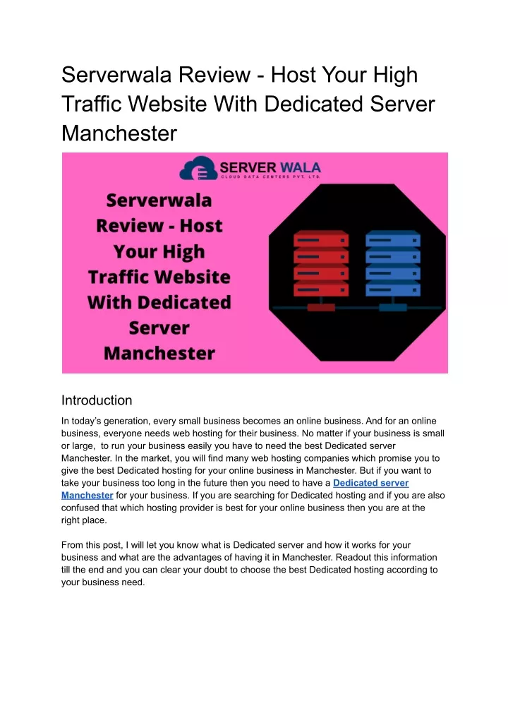 serverwala review host your high traffic website