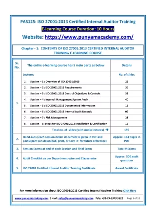 pas125 iso 27001 2013 certified internal auditor