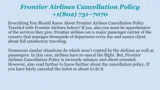 Frontier Airlines Cancellation Policy