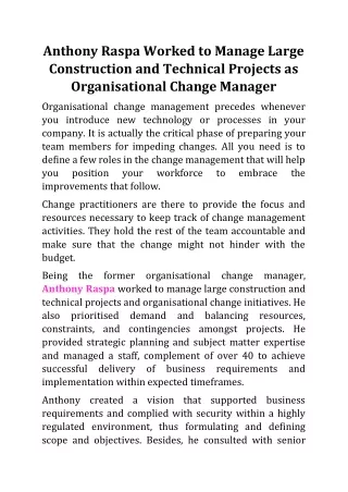 anthony raspa worked to manage large construction