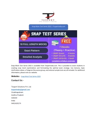 Snap Mock Test Series 2022 | Tespertindia.com