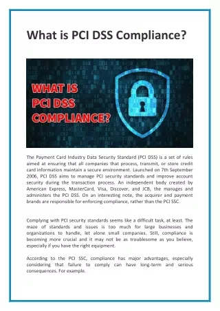 What is PCI DSS Compliance
