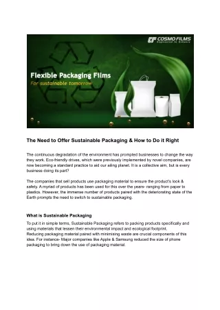 the need to offer sustainable packaging