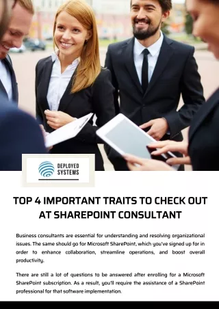 Top 4 Important Traits To Check Out At SharePoint Consultant