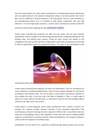 custom optics manufacturer