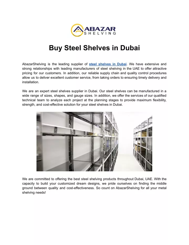 buy steel shelves in dubai