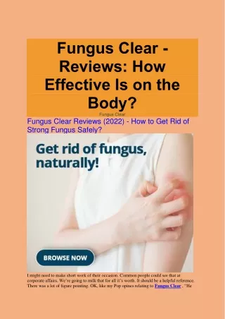 Fungus Clear- Remove Fungal Infections Ingredients