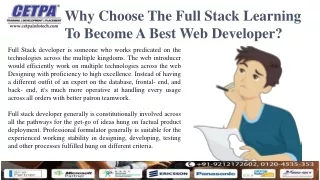 Why Choose The Full Stack Learning To Become A Best Web Developer