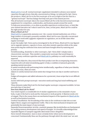 Mind Lab Pro:  Brain Booster Scam or Legit