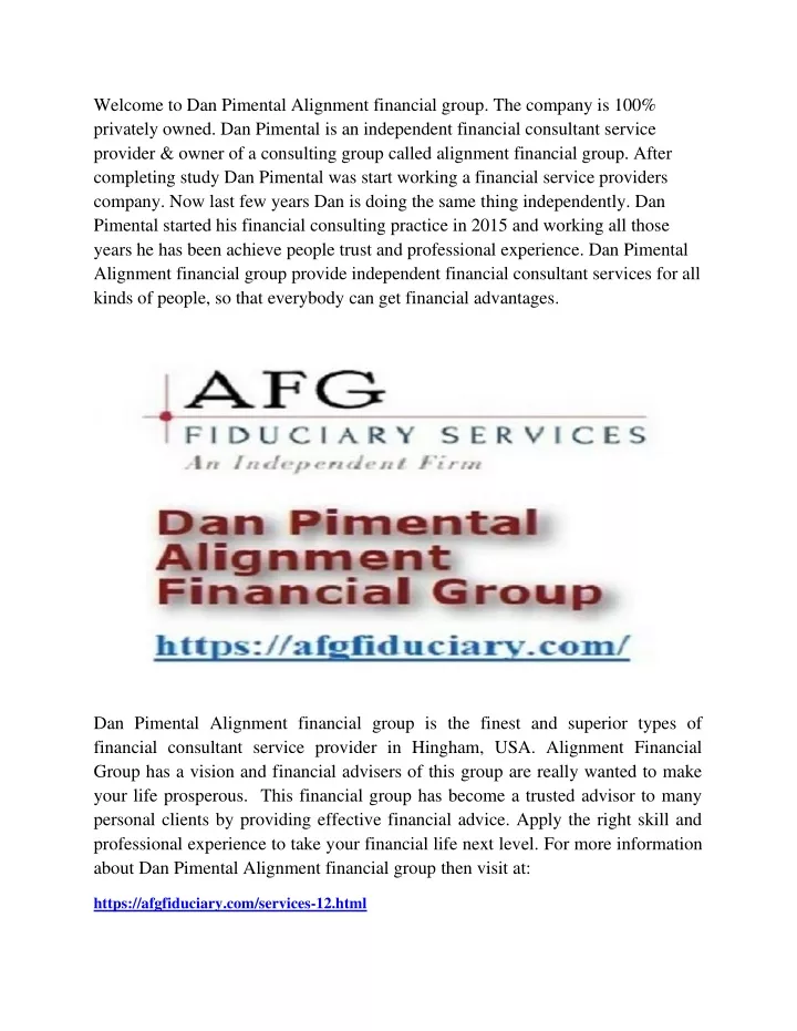 welcome to dan pimental alignment financial group