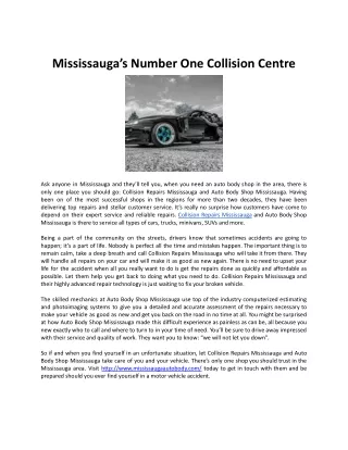 Mississauga’s Number One Collision Centre