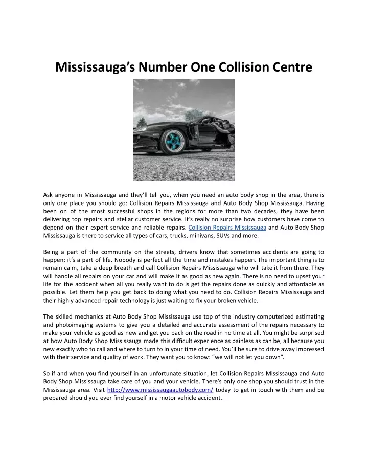 mississauga s number one collision centre