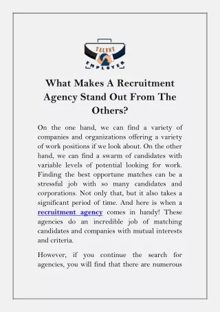 what makes a recruitment agency stand out from