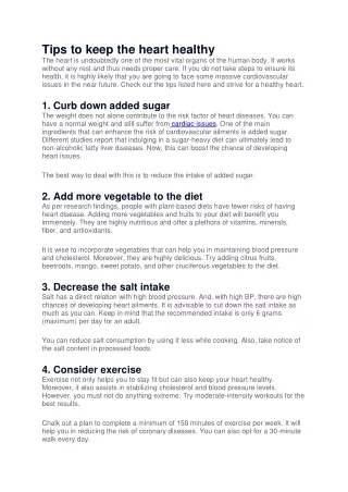 tips to keep the heart healthy the heart