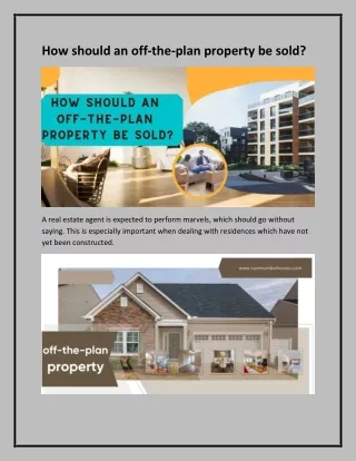 how should an off the plan property be sold