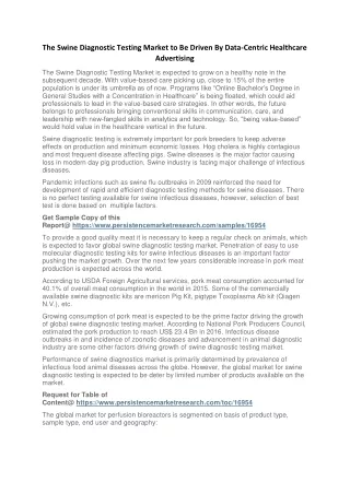 the swine diagnostic testing market to be driven