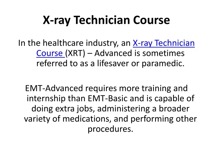 x ray technician course