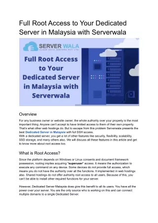 full root access to your dedicated server