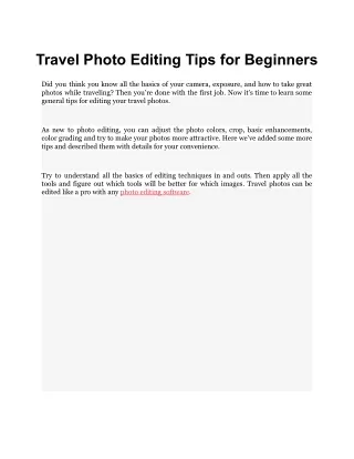 travel photo editing tips for beginners