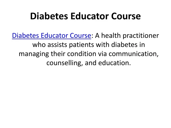 diabetes educator course